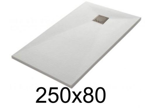 Shower tray, 250x80 cm, smooth finish - LEEDS 80x250