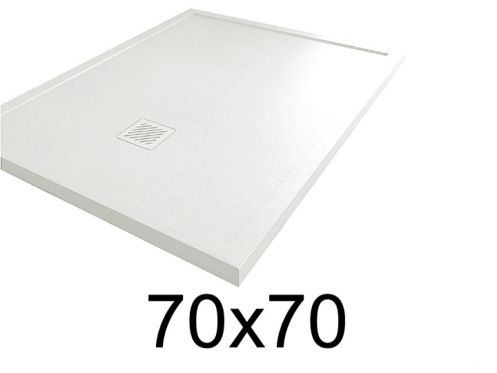 Shower tray, 70x70 cm, with anti-overflow edges - MOMBACHO