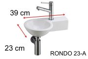 Round hand basin, 23 x 39 cm, ceramic, suspended - RONDO 23