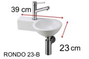 Round hand basin, 23 x 39 cm, ceramic, suspended - RONDO 23 B