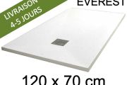 Shower tray, 120x70 cm, extra flat, Acrystone resin - EVEREST WHITE 70x120