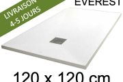 Shower tray, 120x120 cm, extra flat, Acrystone resin - EVEREST WHITE