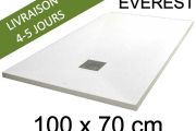 Shower tray, 100x70 cm, extra flat, Acrystone resin - EVEREST WHITE 70x100