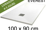 Shower tray, 100x90 cm, extra flat, Acrystone resin - EVEREST WHITE 90x100