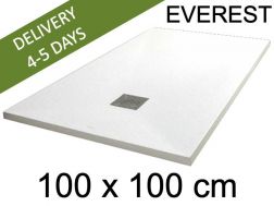 Shower tray, 100x100 cm, extra flat, Acrystone resin - EVEREST WHITE