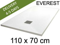 Shower tray, 110x70 cm, extra flat, Acrystone resin - EVEREST WHITE 70x110
