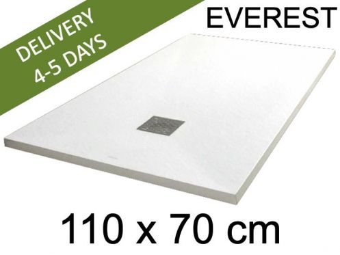 Shower tray, 110x70 cm, extra flat, Acrystone resin - EVEREST WHITE 70x110