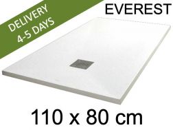 Shower tray, 110x80 cm, extra flat, Acrystone resin - EVEREST WHITE 80x110