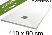 Shower tray, 110x90 cm, extra flat, Acrystone resin - EVEREST WHITE 90x110