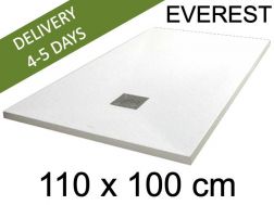 Shower tray, 110x100 cm, extra flat, Acrystone resin - EVEREST WHITE 100x110