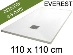 Shower tray, 110x110 cm, extra flat, Acrystone resin - EVEREST WHITE