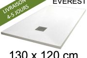 Shower tray, 130x120 cm, extra flat, Acrystone resin - EVEREST WHITE 120x130