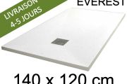 Shower tray, 140x120 cm, extra flat, Acrystone resin - EVEREST WHITE 120x140