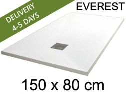 Shower tray, 150x80 cm, extra flat, Acrystone resin - EVEREST WHITE 80x150