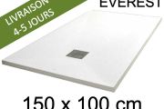 Shower tray, 150x100 cm, extra flat, Acrystone resin - EVEREST WHITE 100x150
