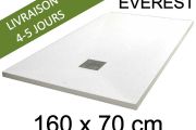 Shower tray, 160x70 cm, extra flat, Acrystone resin - EVEREST WHITE 70x160