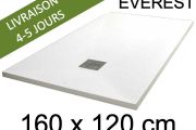 Shower tray, 160x120 cm, extra flat, Acrystone resin - EVEREST WHITE 120x160