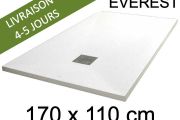 Shower tray, 170x110 cm, extra flat, Acrystone resin - EVEREST WHITE 110x170
