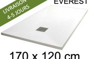 Shower tray, 170x120 cm, extra flat, Acrystone resin - EVEREST WHITE 120x170