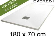 Shower tray, 180x70 cm, extra flat, Acrystone resin - EVEREST WHITE 70x180