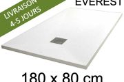 Shower tray, 180x80 cm, extra flat, Acrystone resin - EVEREST WHITE 80x180