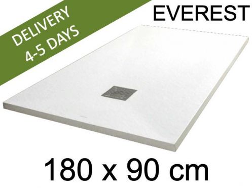 Shower tray, 180x90 cm, extra flat, Acrystone resin - EVEREST WHITE 90x180
