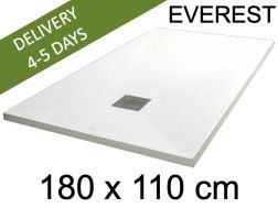Shower tray, 180x110 cm, extra flat, Acrystone resin - EVEREST WHITE 110x180