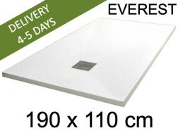 Shower tray, 190x110 cm, extra flat, Acrystone resin - EVEREST WHITE 110x190