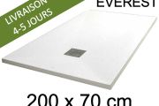 Shower tray, 200x70 cm, extra flat, Acrystone resin - EVEREST WHITE 70x200