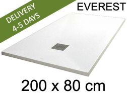 Shower tray, 200x80 cm, extra flat, Acrystone resin - EVEREST WHITE 80x200