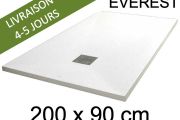 Shower tray, 200x90 cm, extra flat, Acrystone resin - EVEREST WHITE 90x200