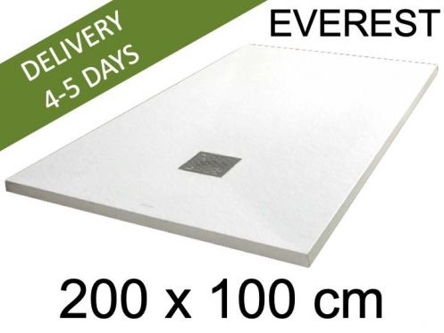 Shower tray, 200x100 cm, extra flat, Acrystone resin - EVEREST WHITE 100x200