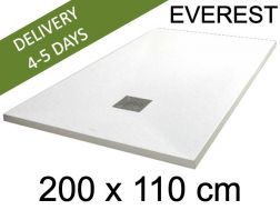 Shower tray, 200x110 cm, extra flat, Acrystone resin - EVEREST WHITE 110x200