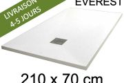 Shower tray, 210x70 cm, extra flat, Acrystone resin - EVEREST WHITE 70x210