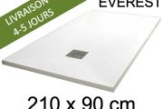 Shower tray, 210x90 cm, extra flat, Acrystone resin - EVEREST WHITE 90x210
