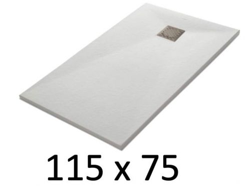 Shower tray 115x75 cm, resin, extra flat, cuttable, TECNIK 75x115