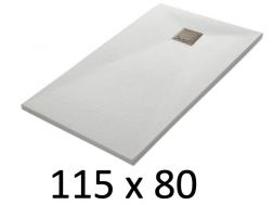 Shower tray 115x80 cm, resin, extra flat, cuttable, TECNIK 80x115