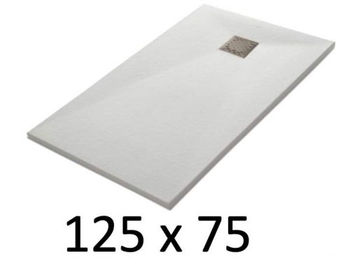 Shower tray 125x75 cm, resin, extra flat, cuttable, TECNIK 75x125