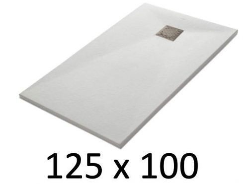 Shower tray 125x100 cm, resin, extra flat, cuttable, TECNIK 100x125
