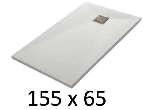 Shower tray 155x65 cm, resin, extra flat, cuttable, TECNIK 65x155