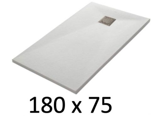 Shower tray 180x75 cm, resin, extra flat, cuttable, TECNIK 75x180
