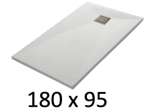 Shower tray 180x95 cm, resin, extra flat, cuttable, TECNIK 95x180