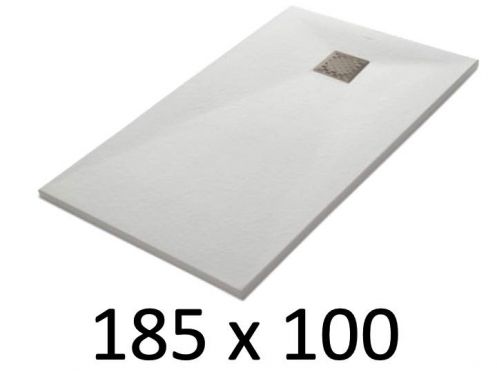 Shower tray 185x100 cm, resin, extra flat, cuttable, TECNIK 100x185