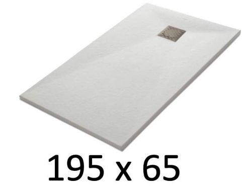 Shower tray 195x65 cm, resin, extra flat, cuttable, TECNIK 65x195