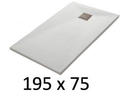 Shower tray 195x75 cm, resin, extra flat, cuttable, TECNIK 75x195