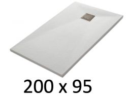 Shower tray 200x95 cm, resin, extra flat, cuttable, TECNIK 95x200