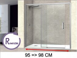 Sliding shower door, 95 to 98 cm, with fixed glass - NANTES 310 CH