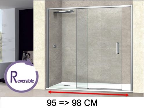 Sliding shower door, 95 to 98 cm, with fixed glass - NANTES 310 CH
