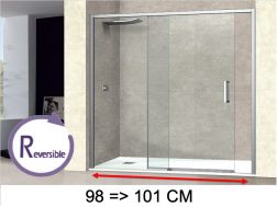 Sliding shower door, 98 to 101 cm, with fixed glass - NANTES 310 CH