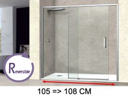 Sliding shower door, 105 to 108 cm, with fixed glass - NANTES 310 CH